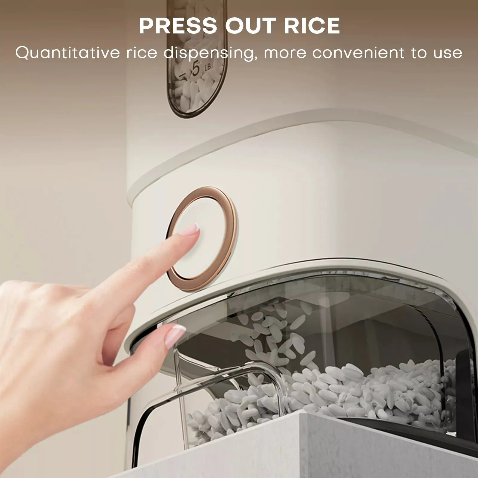 25 Lbs Rice Dispenser Large Grain Storage Container With Measuring Cup