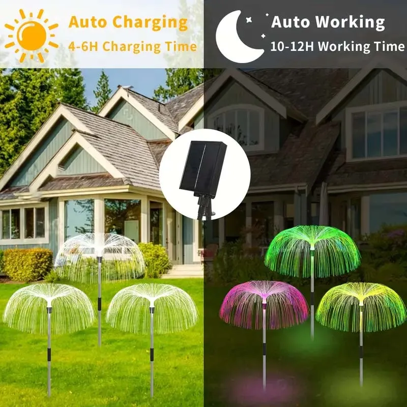 6pcs Solar-Powered Jellyfish Christmas Lights - 7-Color Changing & Waterproof