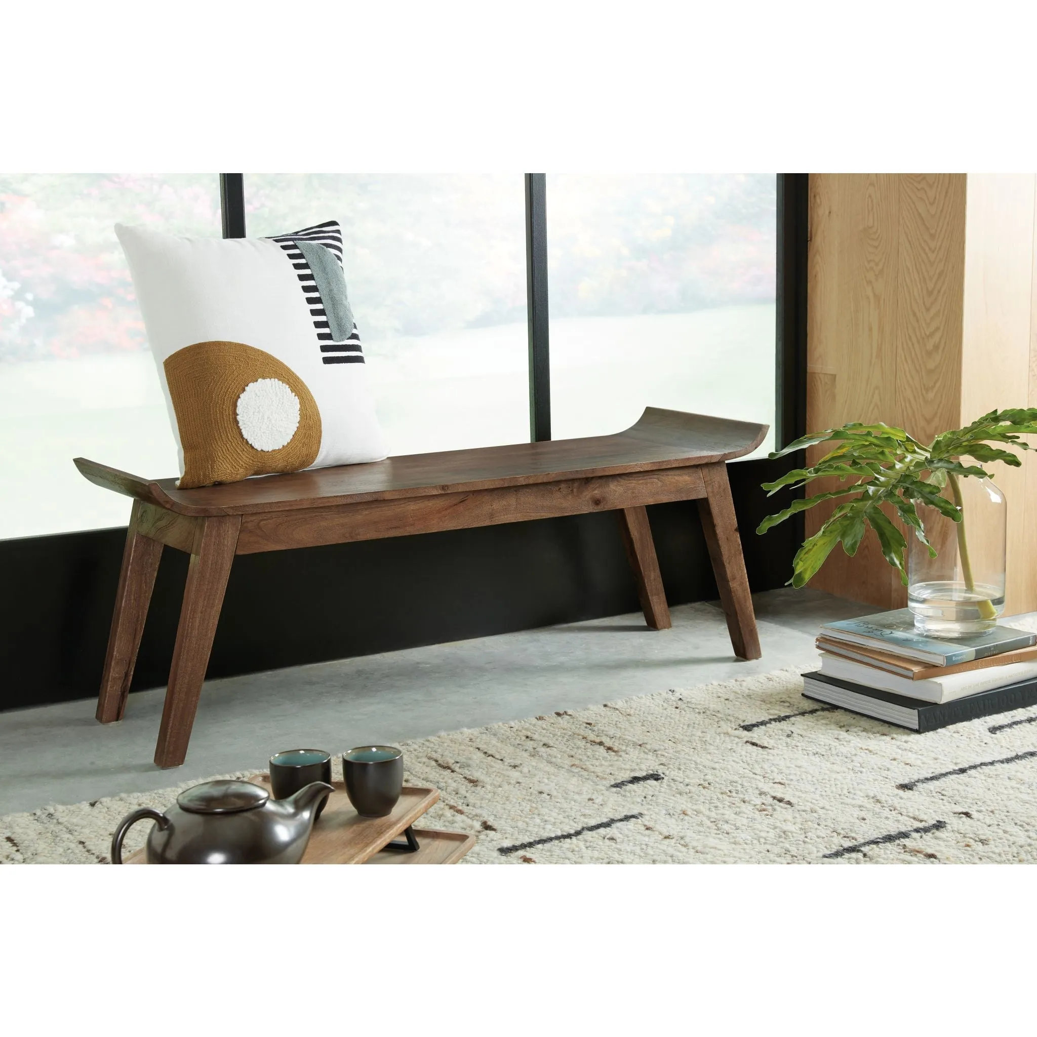 Abbianna Bench - Medium Brown