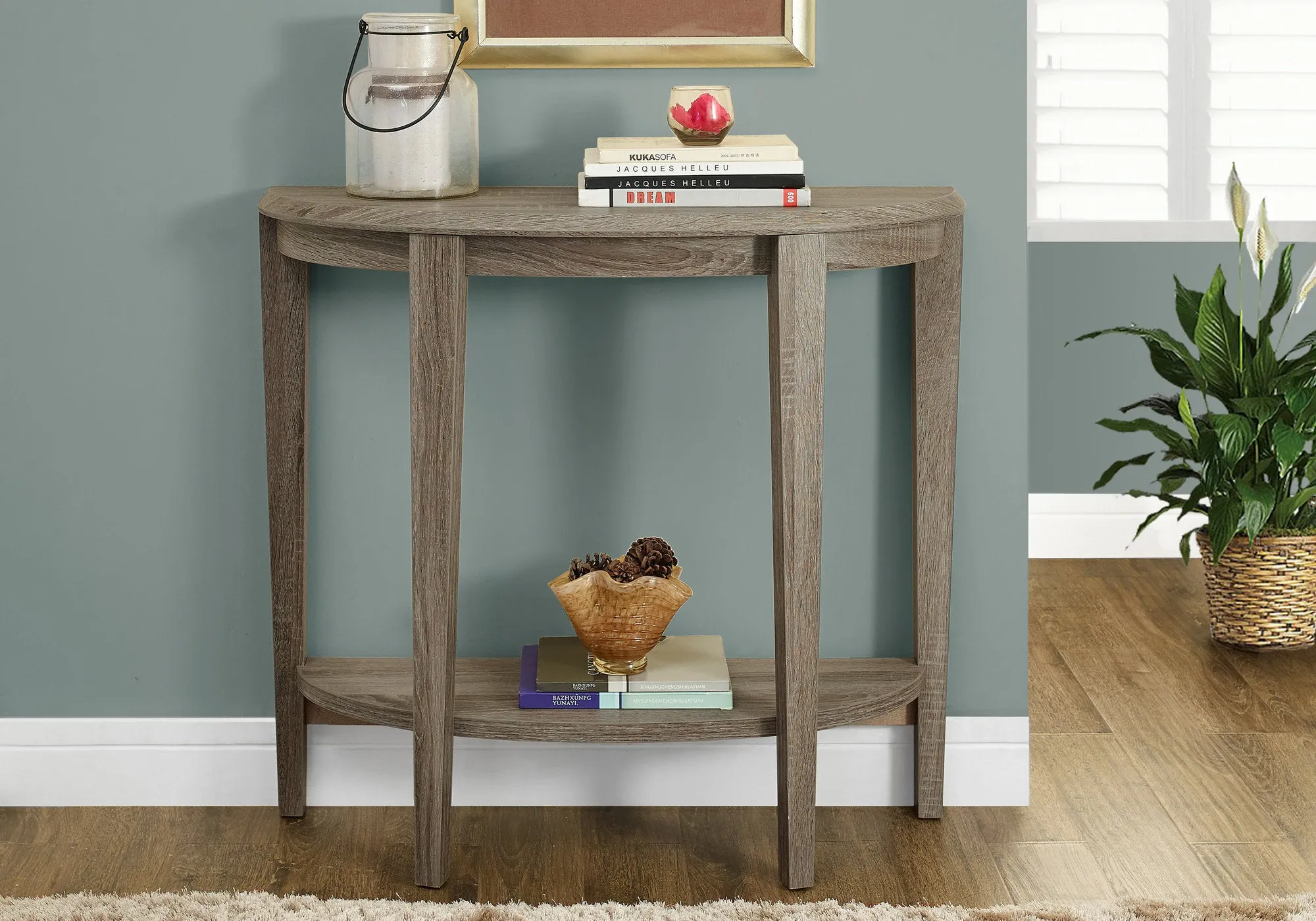 Accent Table, Console, Entryway, Narrow, Sofa, Living Room, Bedroom, Brown Laminate, Contemporary, Modern