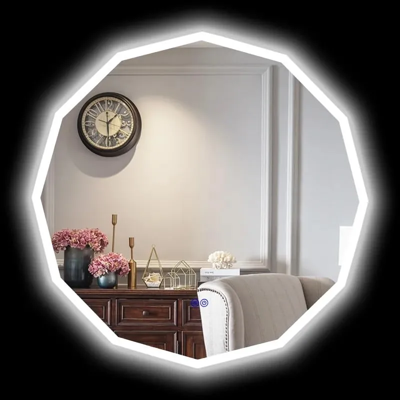 Artessa Minimal Design Round LED Mirror with Defogger, Dimmer, 3-Colour LED (90 x 90 CM)