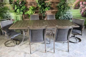 ARUBA 7 PIECE DINING SET - 46" x 93"Dining Table, 4 Chairs and 2 Swivel Chairs