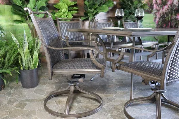 ARUBA 7 PIECE DINING SET - 46" x 93"Dining Table, 4 Chairs and 2 Swivel Chairs