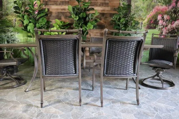 ARUBA 7 PIECE DINING SET - 46" x 93"Dining Table, 4 Chairs and 2 Swivel Chairs