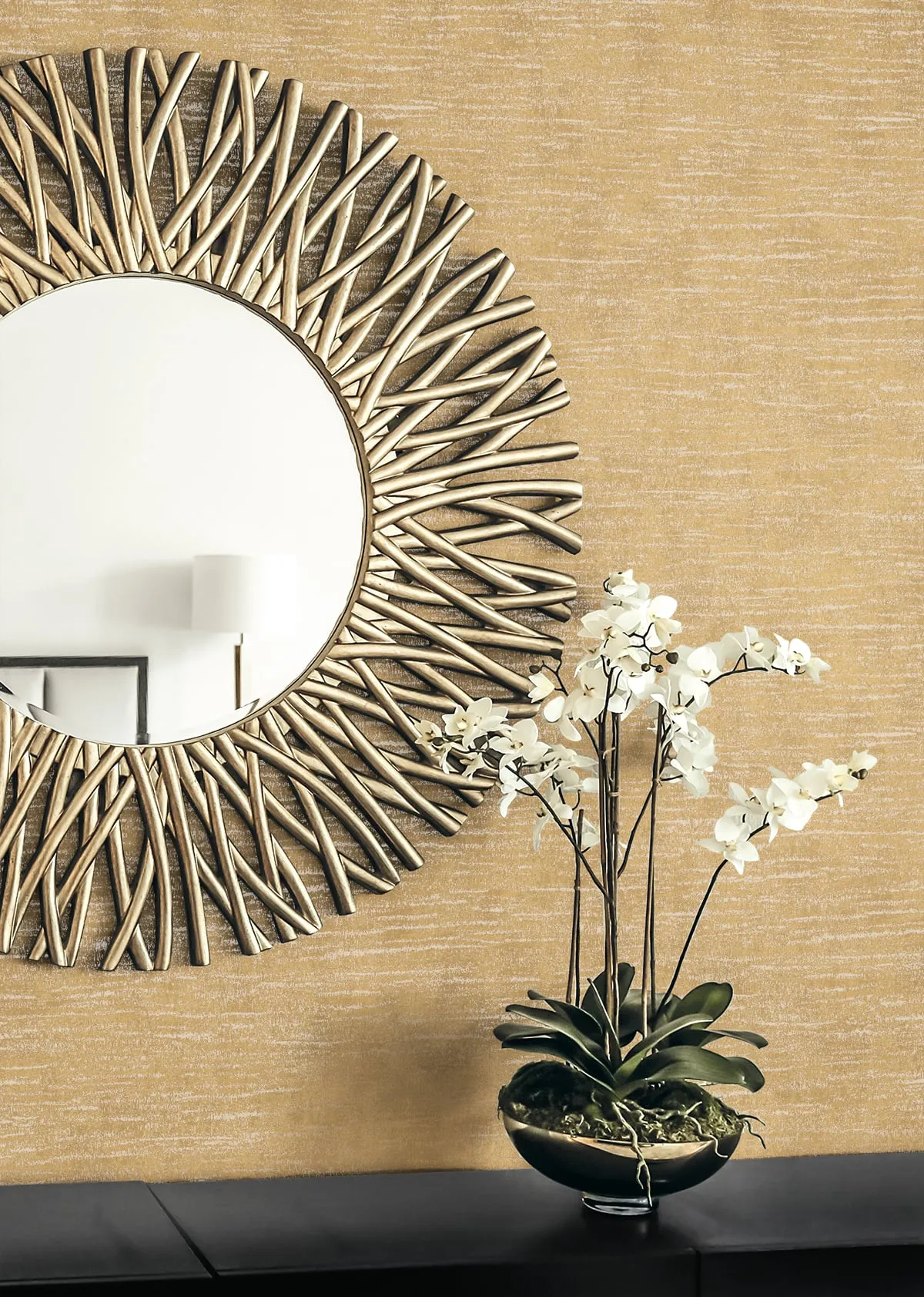 Bark Texture Wallpaper in Antique Brass from the Essential Textures Collection