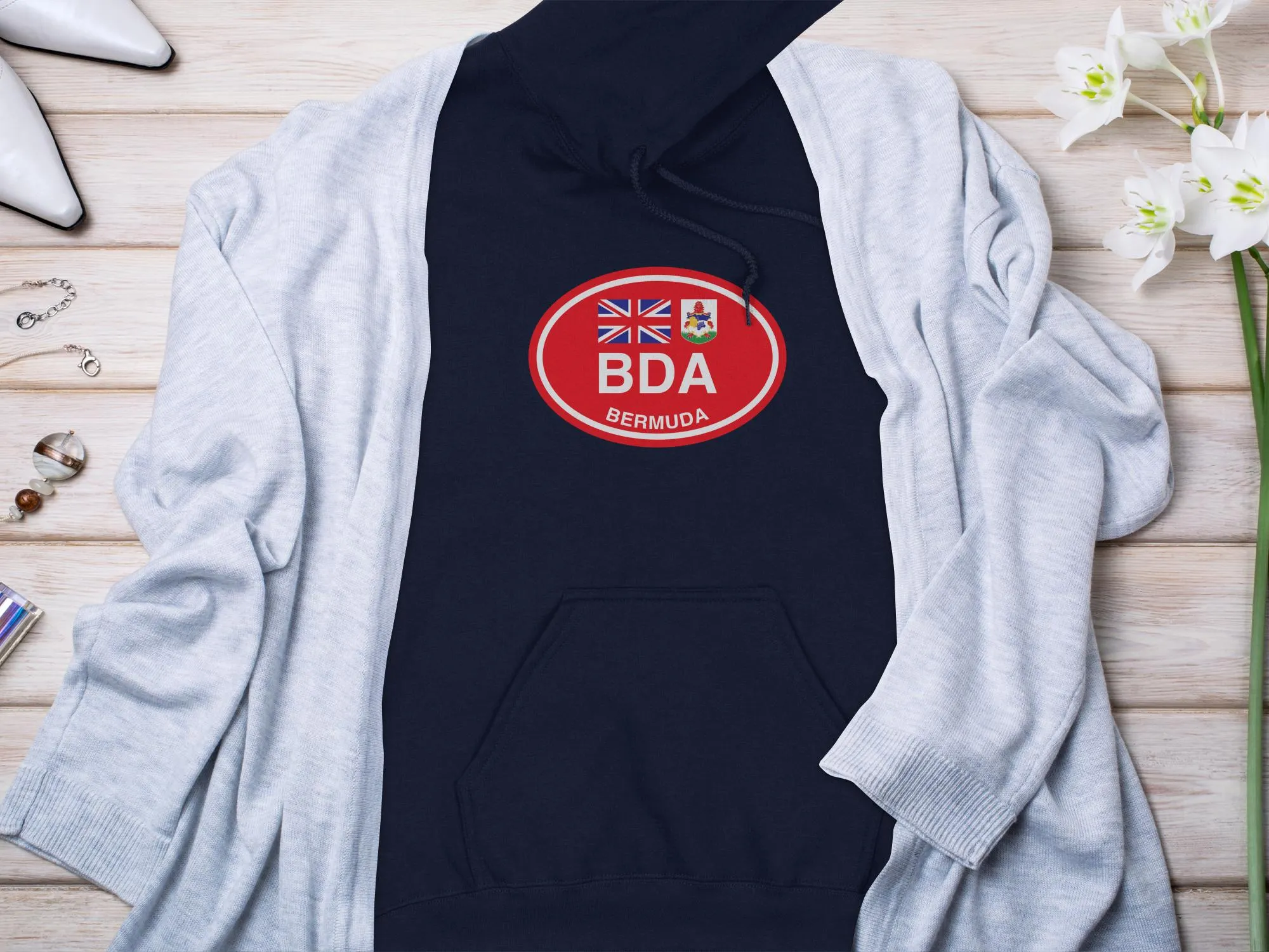 Bermuda Vacation Flag Hoodie for Pink Sand Beach Lovers