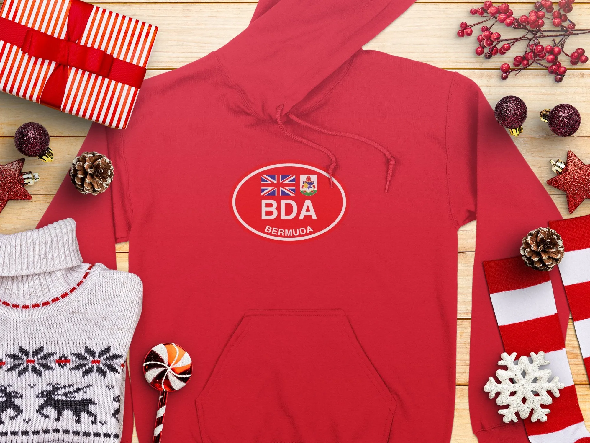Bermuda Vacation Flag Hoodie for Pink Sand Beach Lovers
