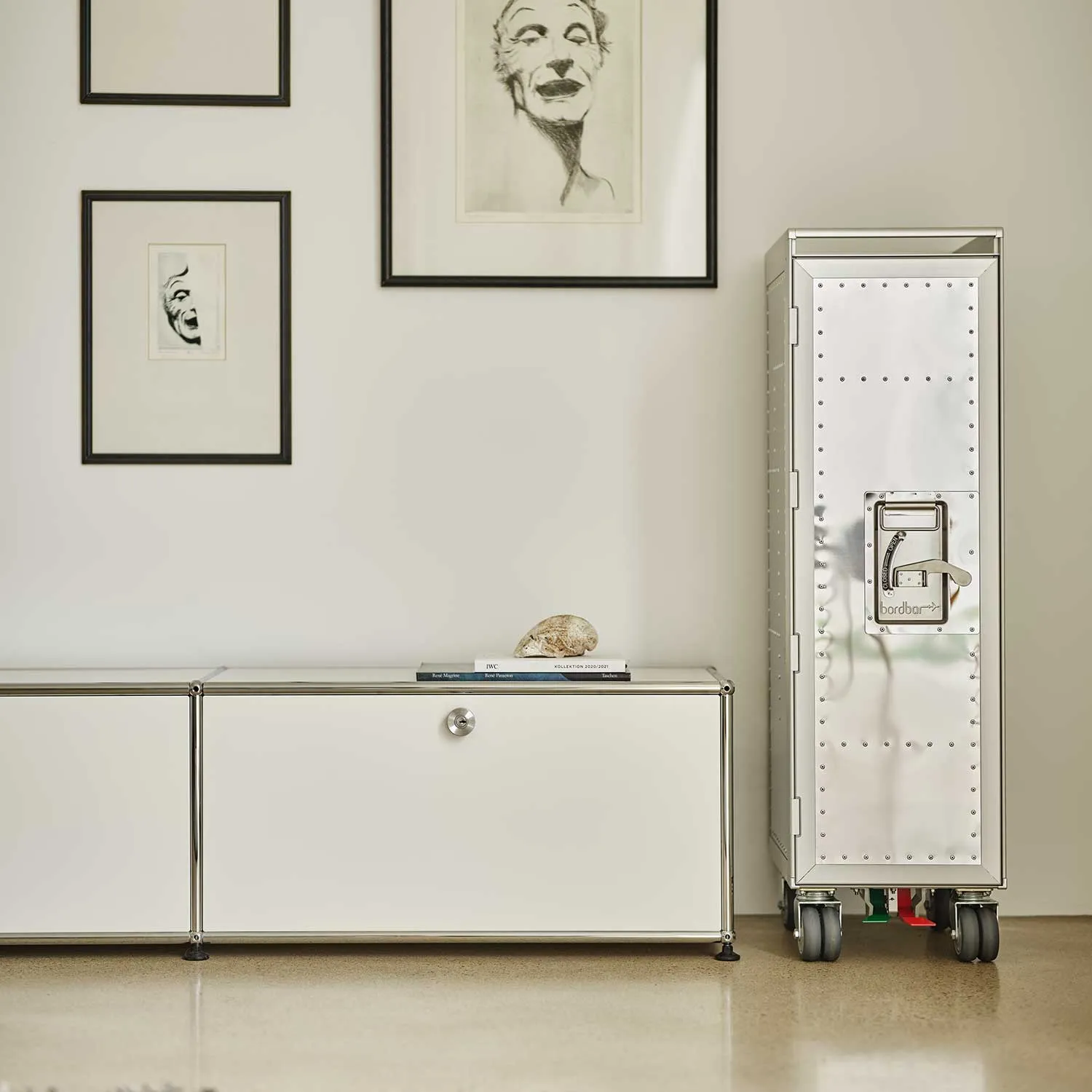 bordbar | rivet rocker trolley aluminium | ensemble