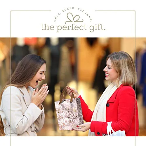 Brown Marble Design Foil Stamped Gift Bags 24 Pack 9"x 7"x 4"