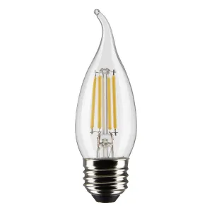 CA10 Filament LED Bulb, 4W, 350 Lumens, 40W Equal, 3000K, E26 Base, Clear Finish, Pack Of 2