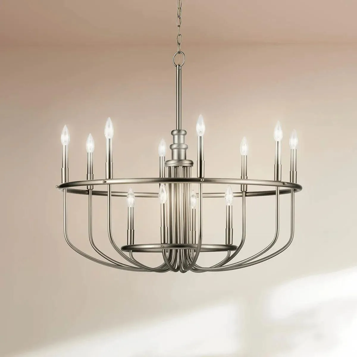 Capitol Hill 35" 12-Light Chandelier Multi-Tier, Brushed Nickel Finish