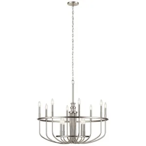 Capitol Hill 35" 12-Light Chandelier Multi-Tier, Brushed Nickel Finish