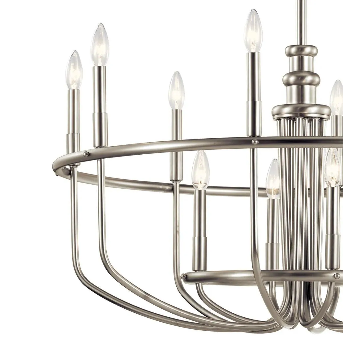 Capitol Hill 35" 12-Light Chandelier Multi-Tier, Brushed Nickel Finish