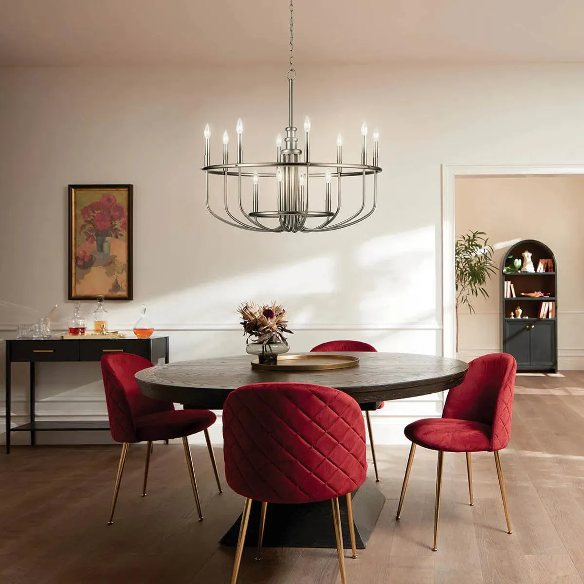 Capitol Hill 35" 12-Light Chandelier Multi-Tier, Brushed Nickel Finish