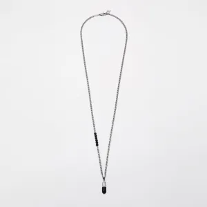 Capsule Necklace Silver & Black Onyx (760mm)