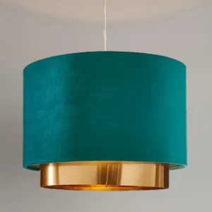 Double Tier Velvet Shade Teal & Gold