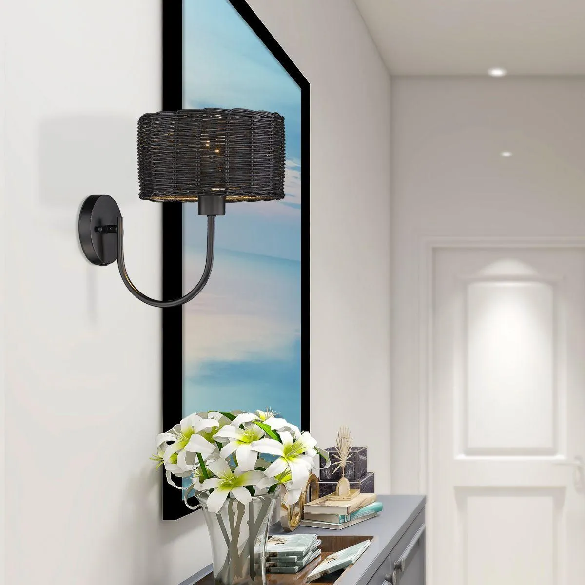 Erma 12 in. Wall Sconce Matte Black Finish