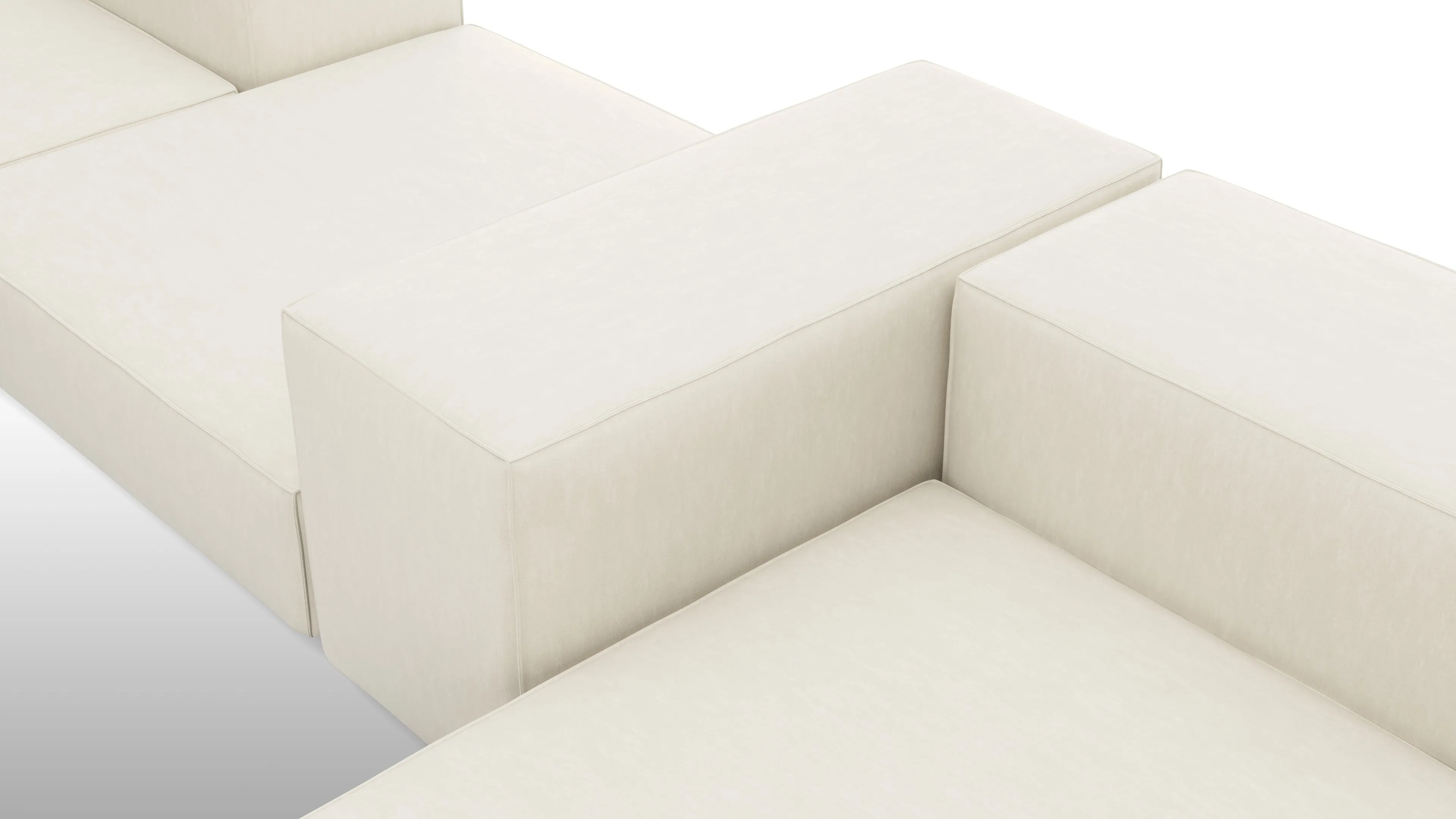 Extrasoft - Extrasoft Sectional Sofa, Combination 2, Right, Ivory Chenille
