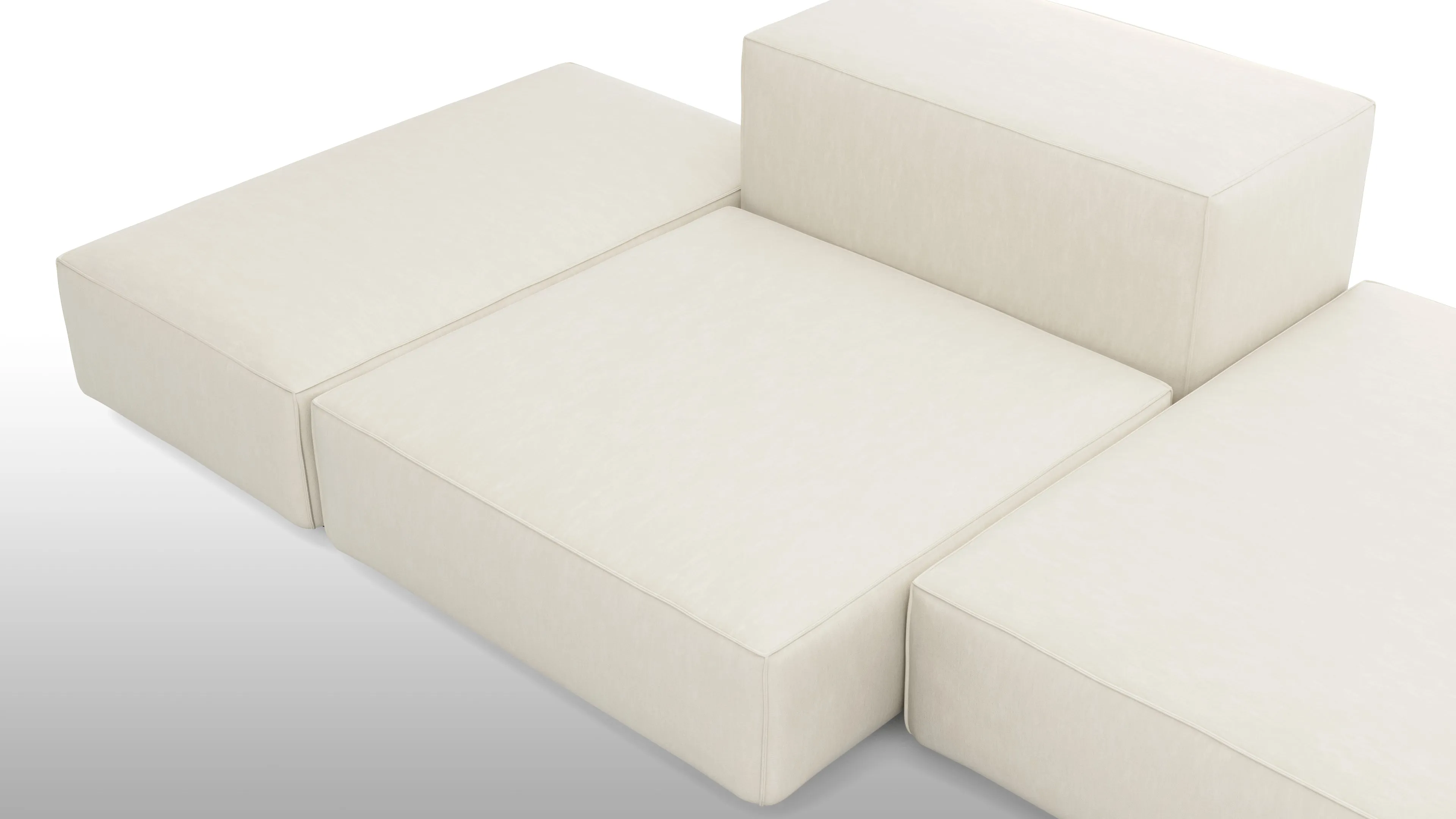 Extrasoft - Extrasoft Sectional Sofa, Combination 2, Right, Ivory Chenille