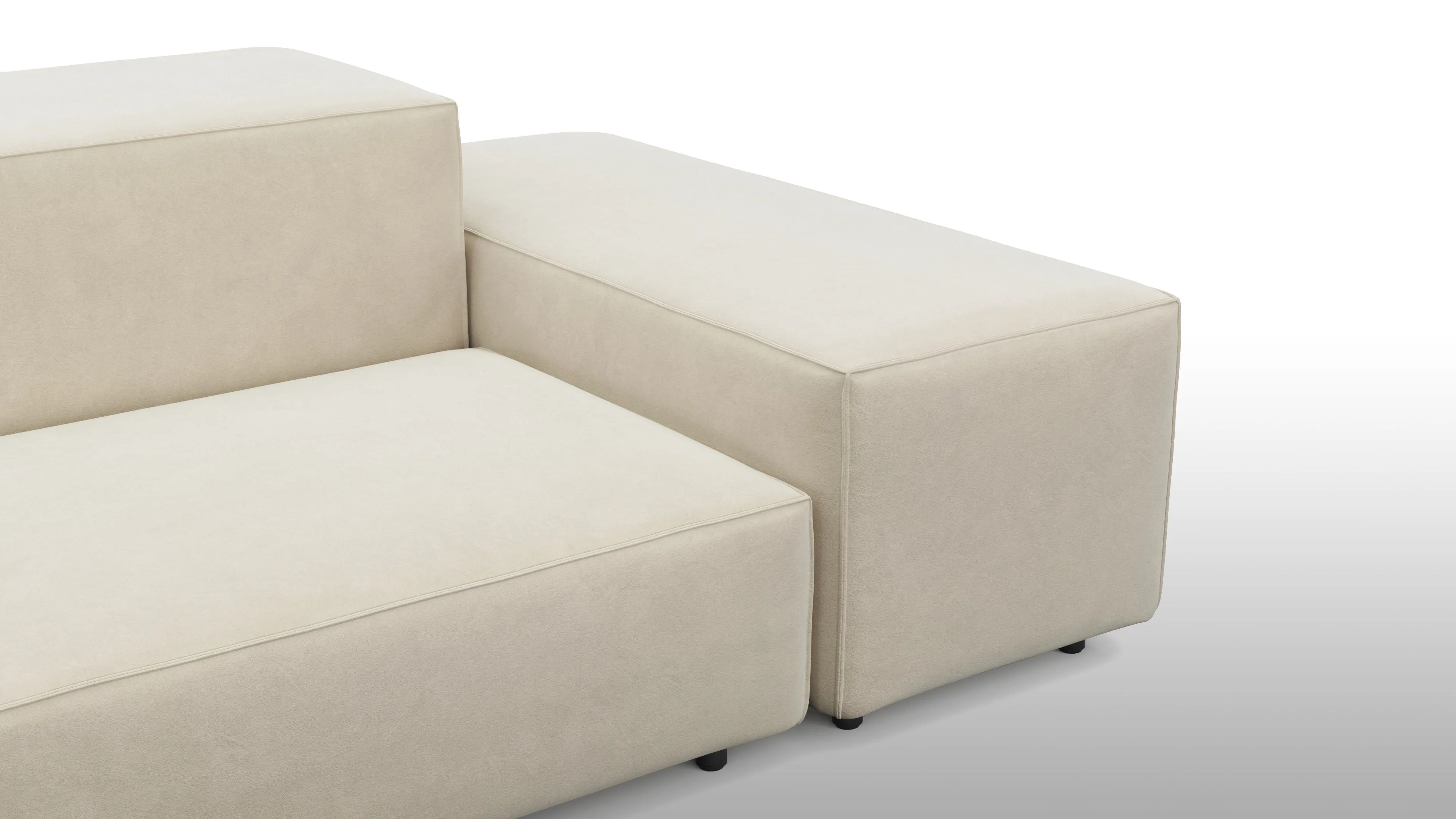 Extrasoft - Extrasoft Sectional Sofa, Left Corner, Eggshell Vegan Suede