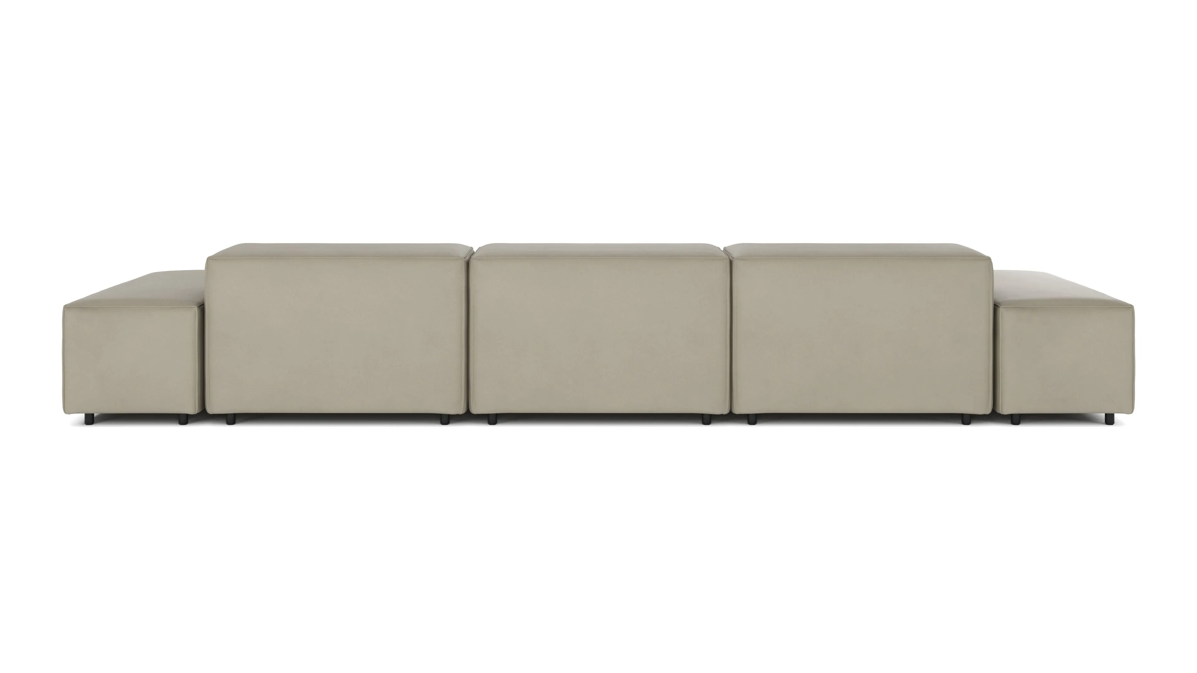 Extrasoft - Extrasoft Sectional Sofa, Three Seater Sofa, Left, Beige Gray Vegan Leather