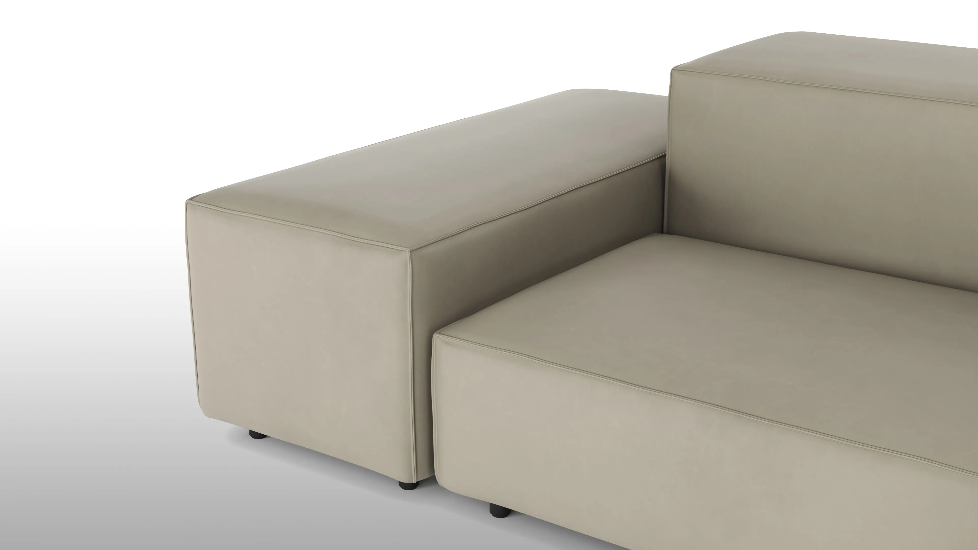 Extrasoft - Extrasoft Sectional Sofa, Three Seater Sofa, Left, Beige Gray Vegan Leather