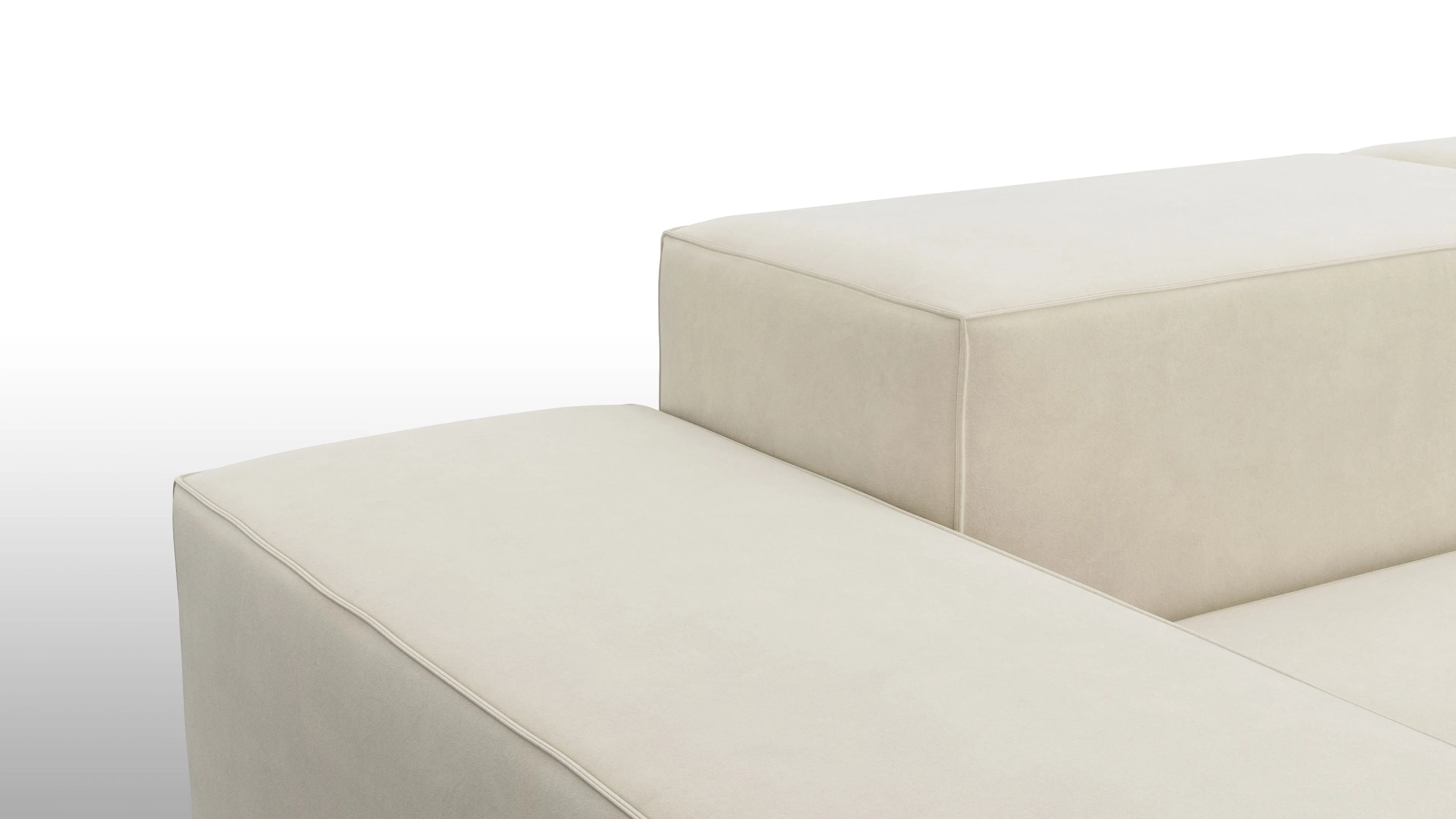 Extrasoft - Extrasoft Sectional Sofa, Three Seater Sofa, Left, Eggshell Vegan Suede