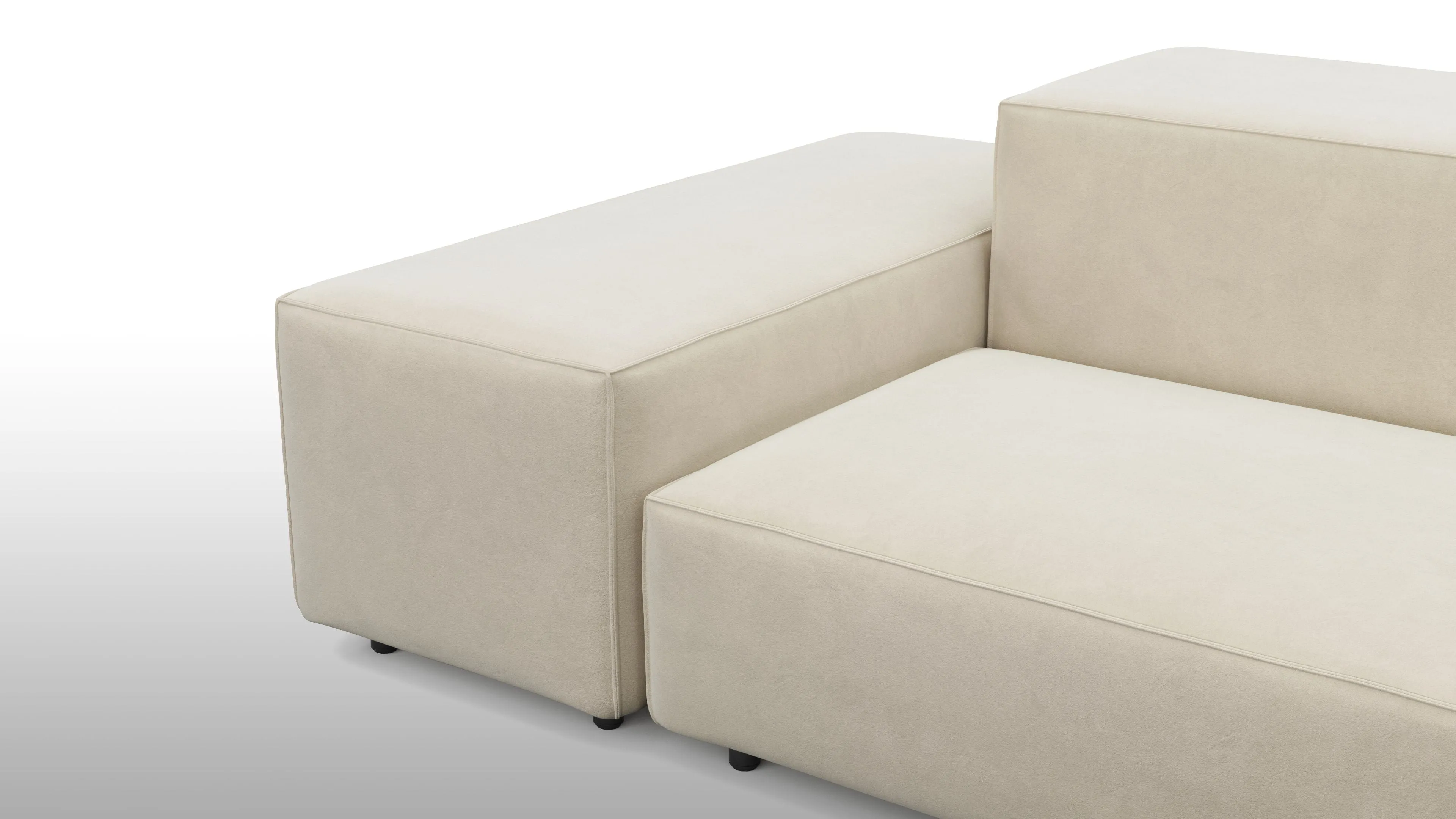 Extrasoft - Extrasoft Sectional Sofa, Three Seater Sofa, Left, Eggshell Vegan Suede