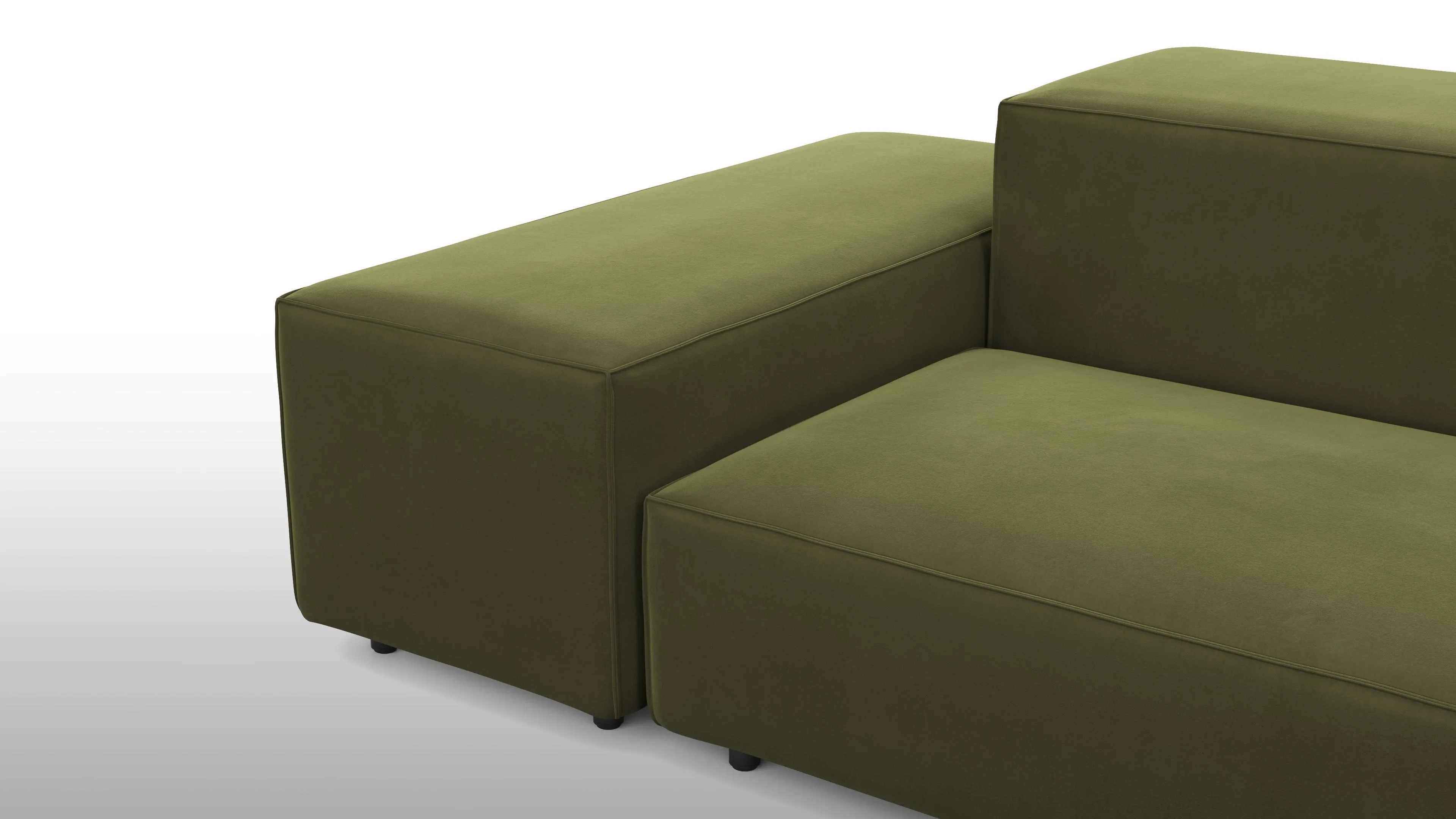 Extrasoft - Extrasoft Sectional Sofa, Three Seater Sofa, Left, Spruce Luxe Velvet