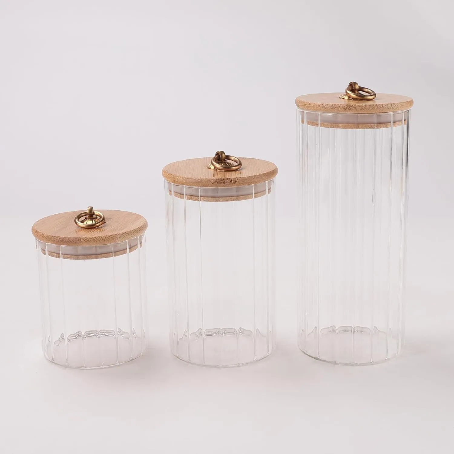 Gleevers X UMAI Borosilicate Glass Jar with Bamboo Lid for Wedding and Housewarming Gift |Wedding Gift for Couples | House Warming Gift for New Home |Set of 3(530ml, 820ml, 1125ml)