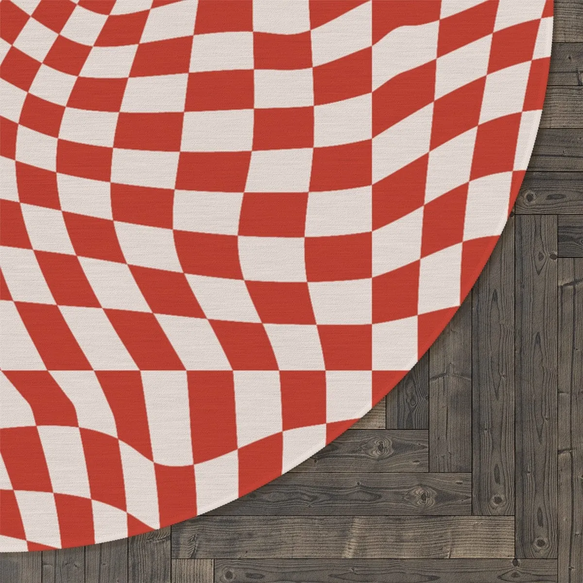 Groovy Red Checkered Rug