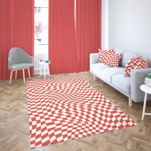 Groovy Red Checkered Rug