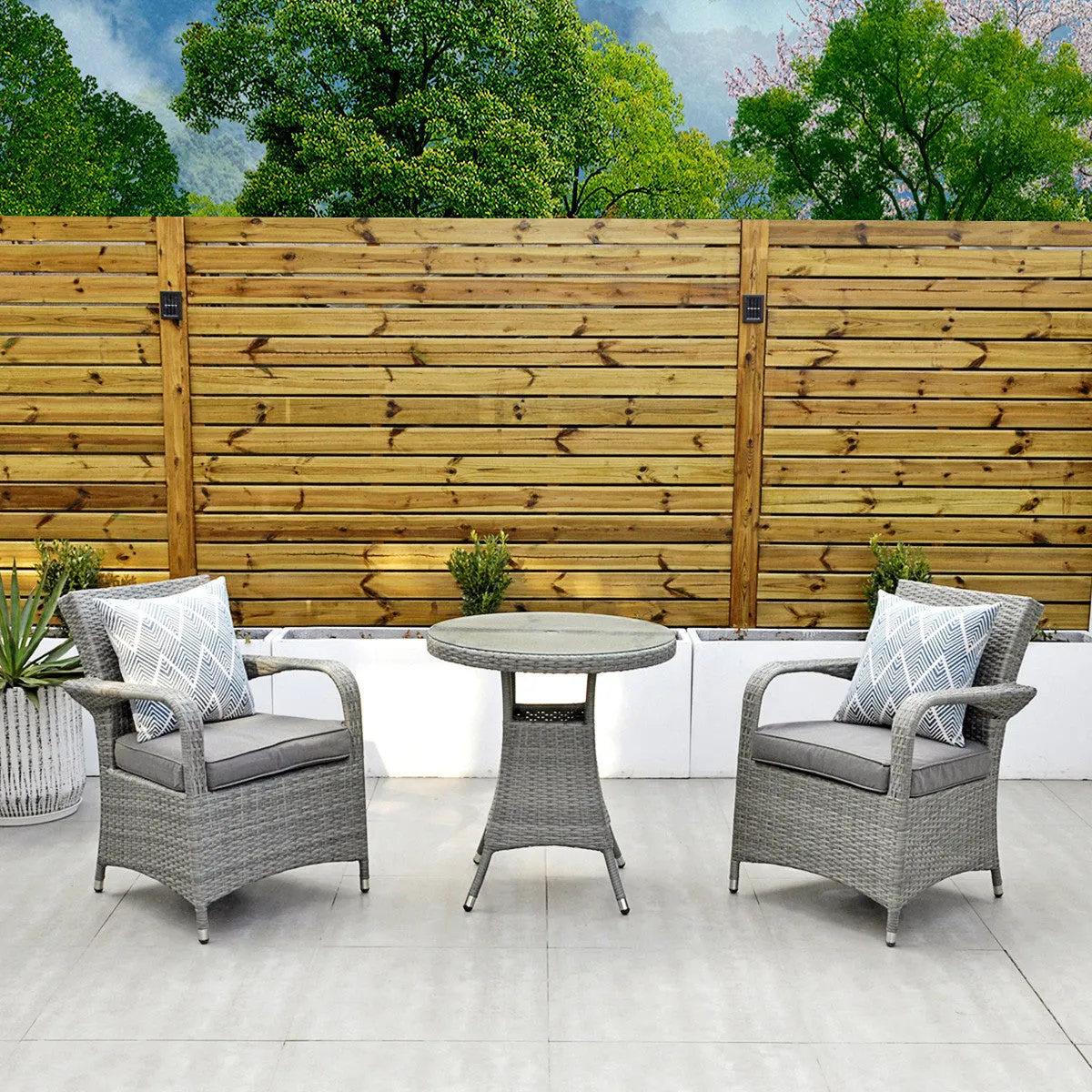 Havana- 2 Seat Bistro Set with 70cm Round Table (Light Grey)