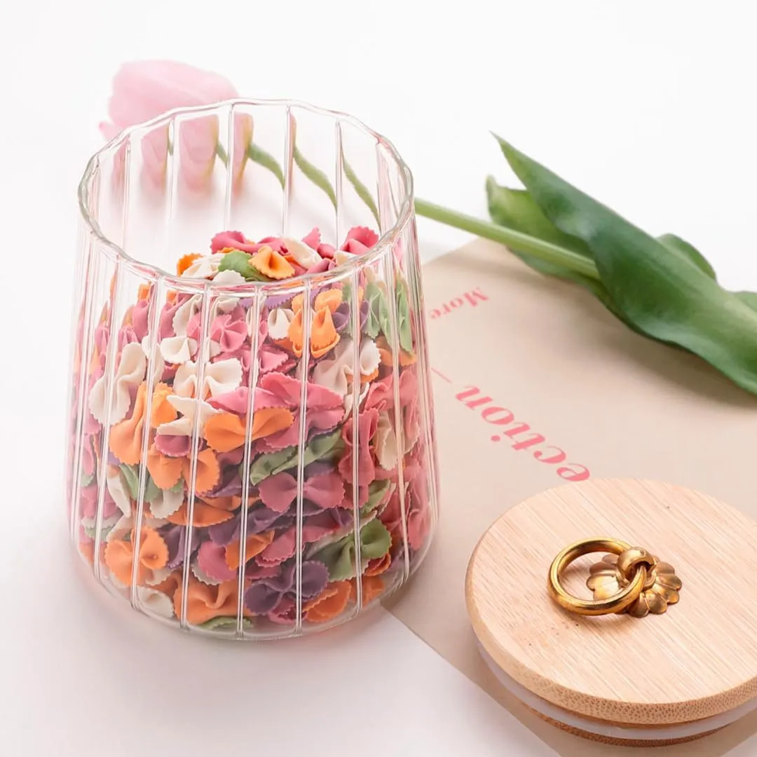 Homestic Borosilicate Glass Jar with Bamboo Lid | Kitchen Organizer Items & Storage | Multi-utility, Leakproof, Airtight Storage Jar for Cookies, Snacks, Tea, Coffee, Sugar | Set of 2 (750ml)