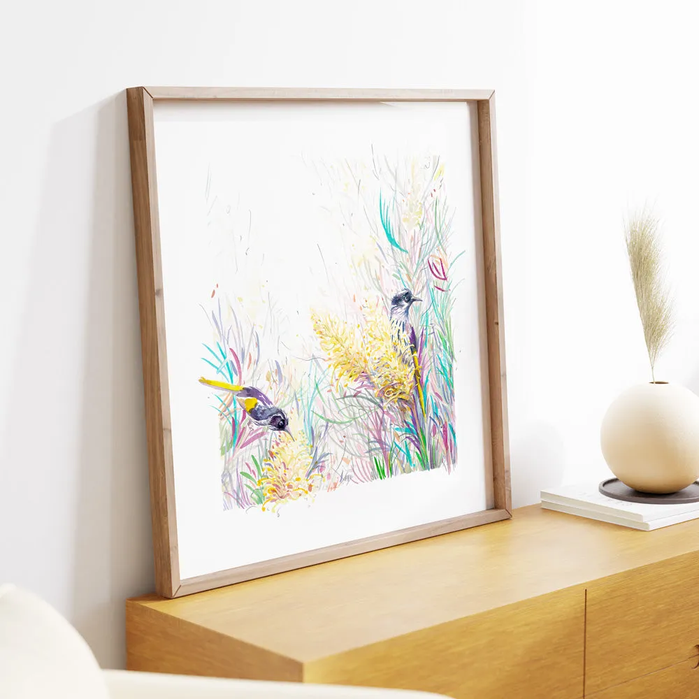 'Honeyeaters in the Moonlight' Limited Edition Print