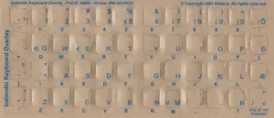Icelandic Keyboard Stickers - Labels - Overlays with Blue Characters for White Computer Keyboard