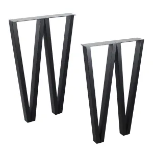 JGS Iron Multipurpose Legs Set of 2 for Coffee Table Furniture Workstation Metal Legs Decory W Shape Office Desk Heavy Duty Dining Study Table Legs Stool Stand (Width 17.7 x Height 28 Inch, Black)