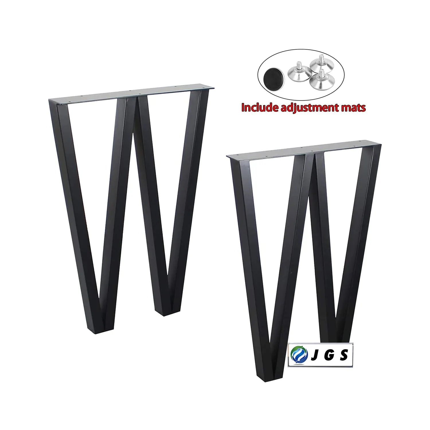 JGS Iron Multipurpose Legs Set of 2 for Coffee Table Furniture Workstation Metal Legs Decory W Shape Office Desk Heavy Duty Dining Study Table Legs Stool Stand (Width 17.7 x Height 28 Inch, Black)