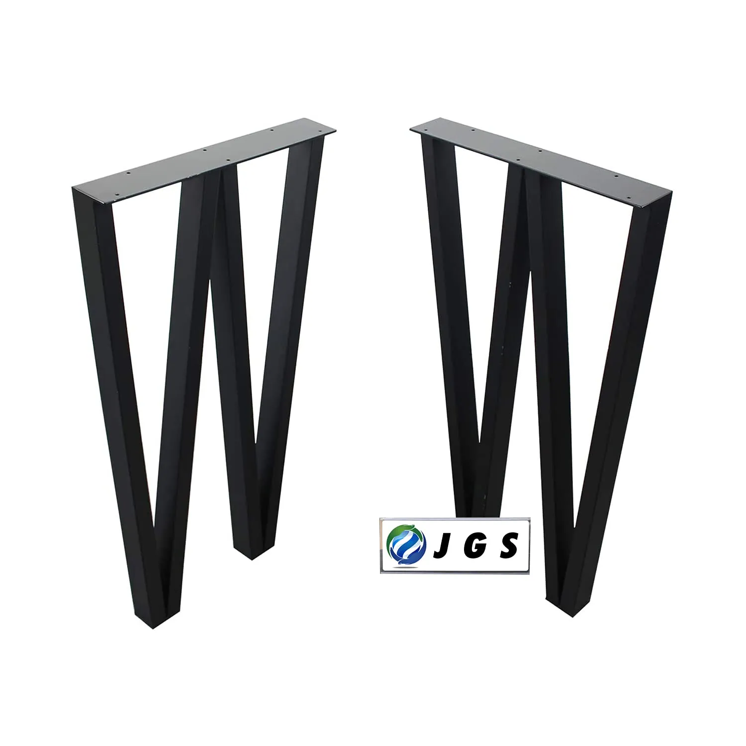 JGS Iron Multipurpose Legs Set of 2 for Coffee Table Furniture Workstation Metal Legs Decory W Shape Office Desk Heavy Duty Dining Study Table Legs Stool Stand (Width 17.7 x Height 28 Inch, Black)