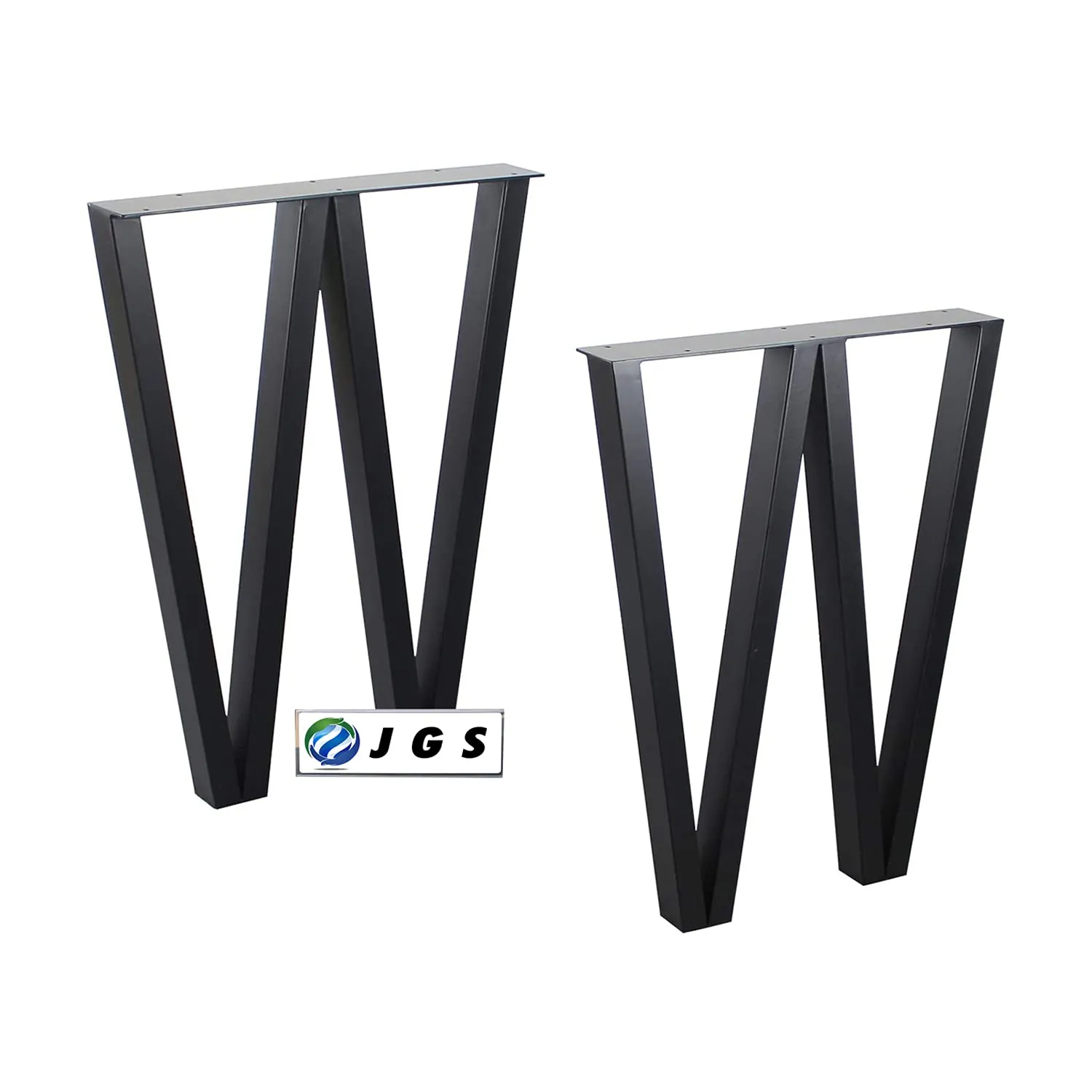 JGS Iron Multipurpose Legs Set of 2 for Coffee Table Furniture Workstation Metal Legs Decory W Shape Office Desk Heavy Duty Dining Study Table Legs Stool Stand (Width 17.7 x Height 28 Inch, Black)
