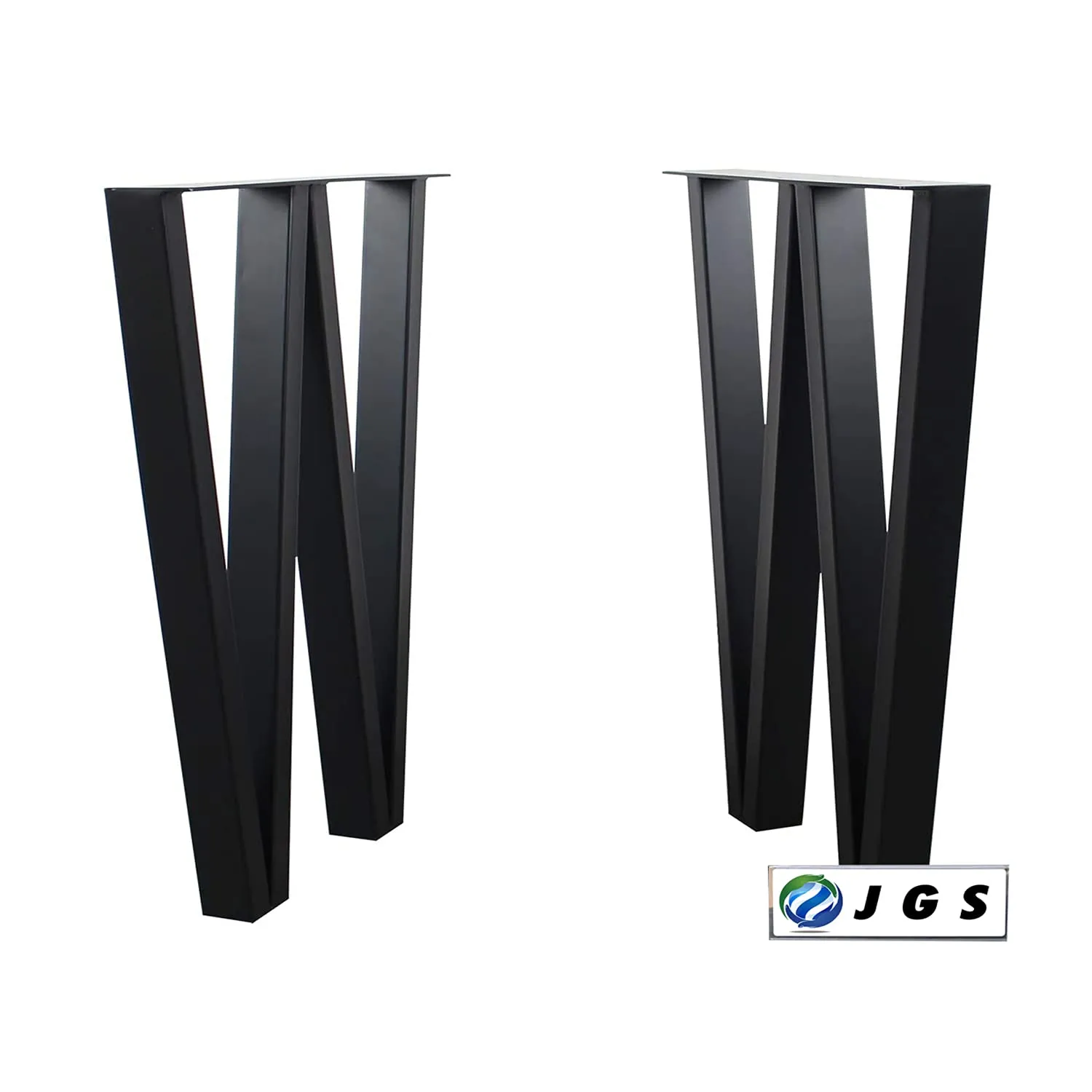 JGS Iron Multipurpose Legs Set of 2 for Coffee Table Furniture Workstation Metal Legs Decory W Shape Office Desk Heavy Duty Dining Study Table Legs Stool Stand (Width 17.7 x Height 28 Inch, Black)