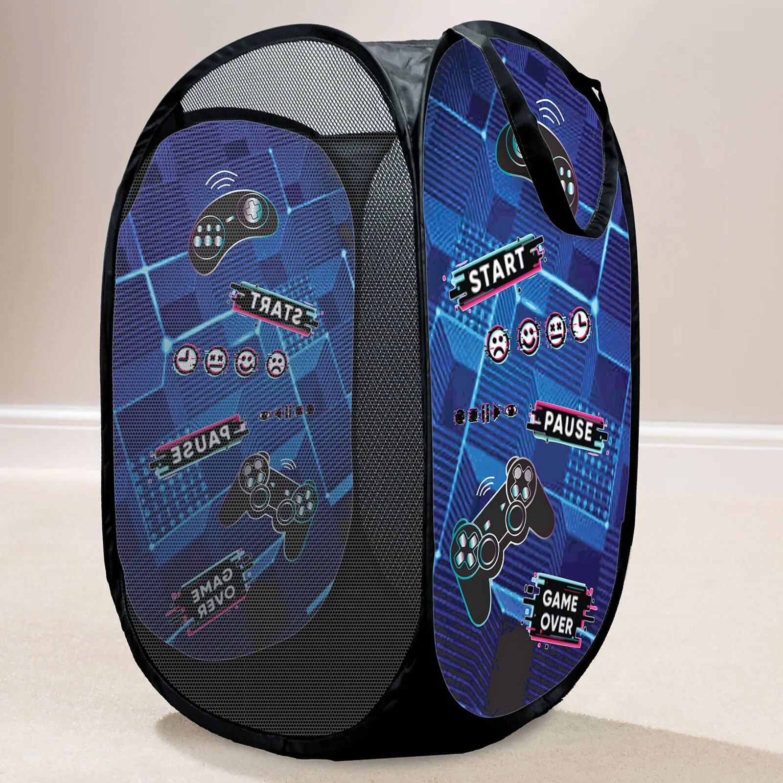 Kids Pop-up Room Tidy Foldable Laundry Basket Fun Print 58cm