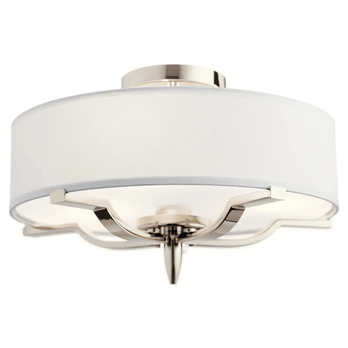 Kinsey 15" 3-Light Flush Mount Light with Clear Satin Etched Glass, Polished Nickel Finish