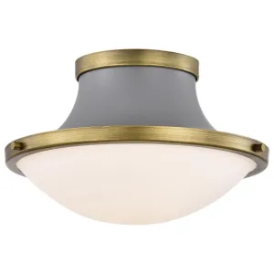 Lafayette 14 in. Flush Mount Light Matte Gray and Natural Brass Finish