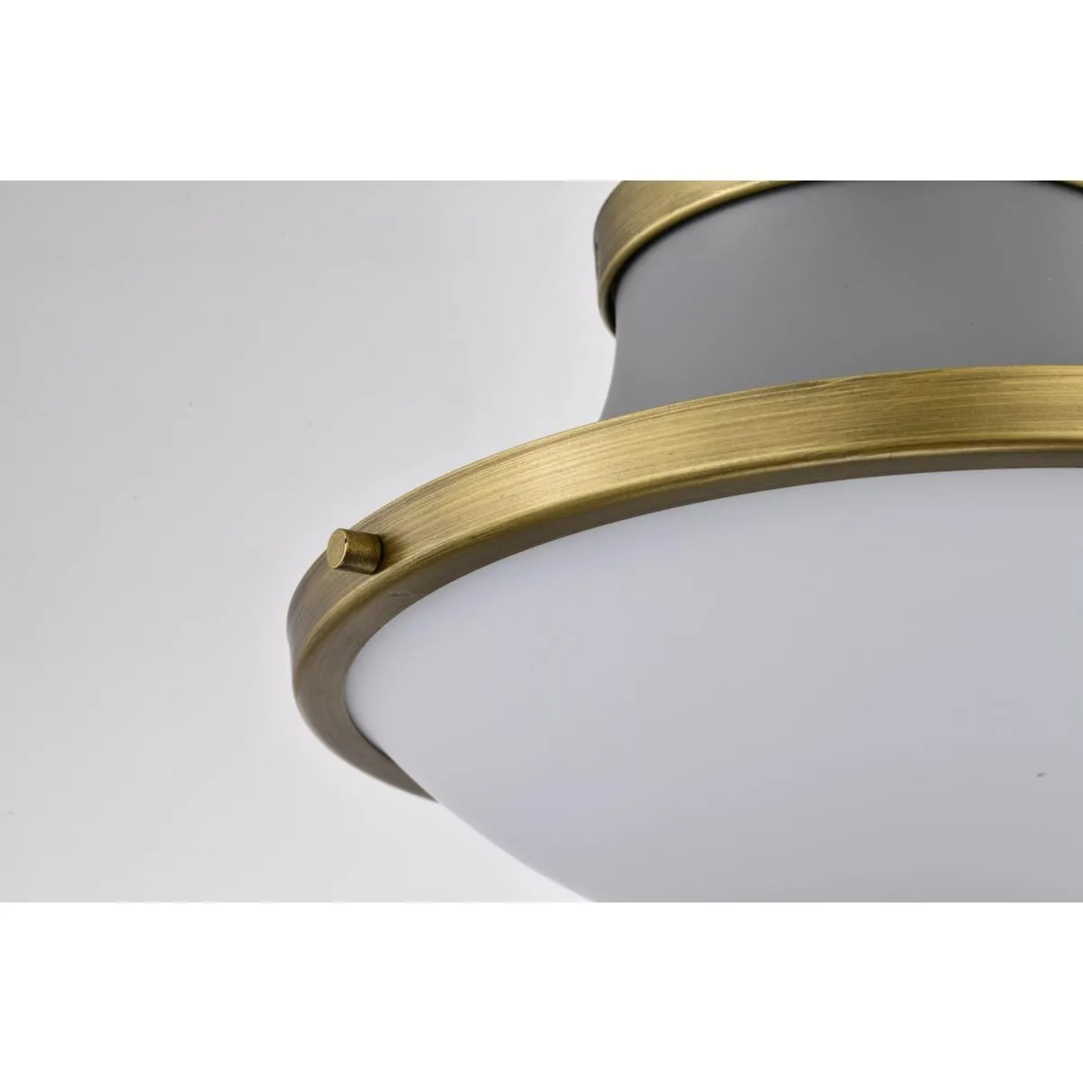 Lafayette 14 in. Flush Mount Light Matte Gray and Natural Brass Finish