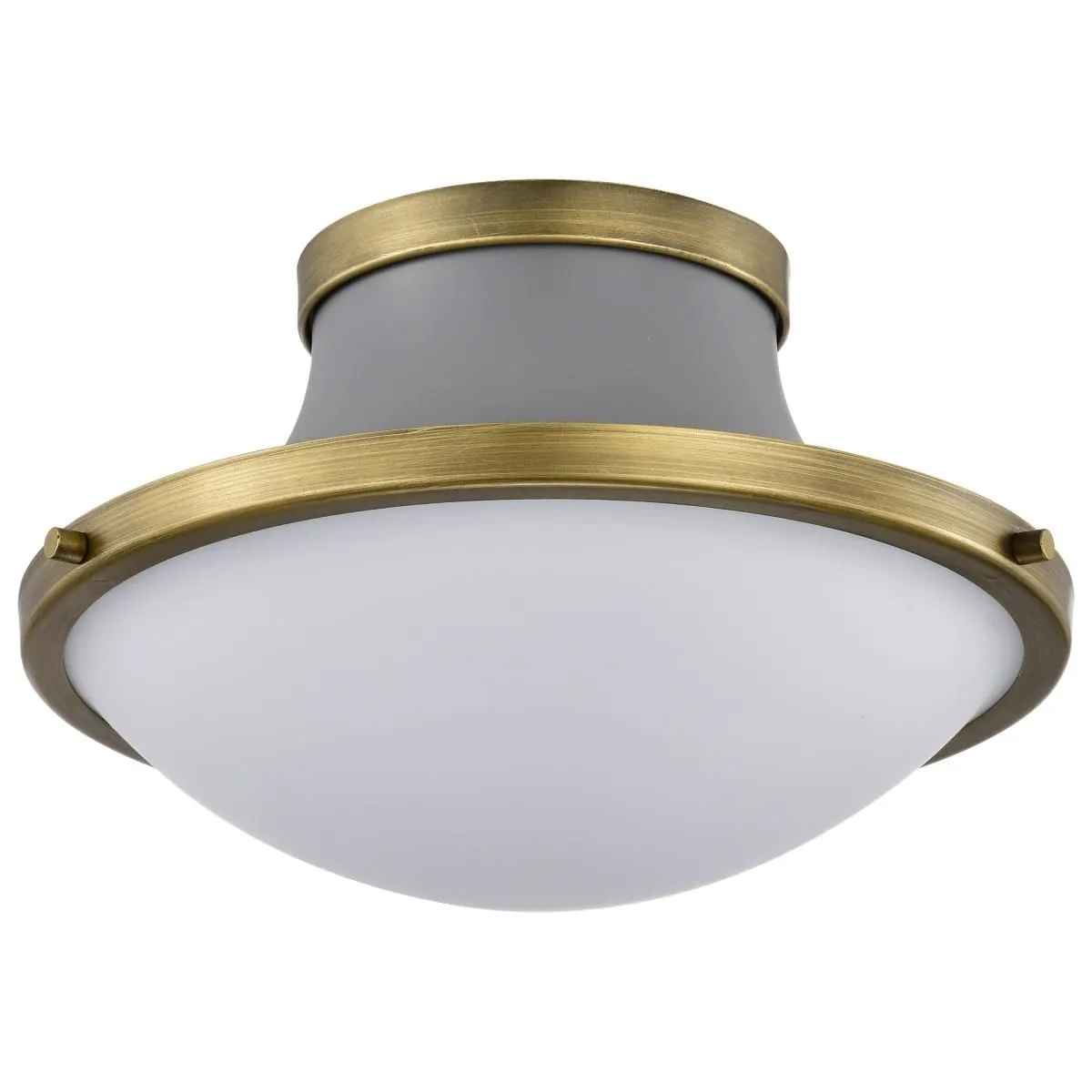 Lafayette 14 in. Flush Mount Light Matte Gray and Natural Brass Finish