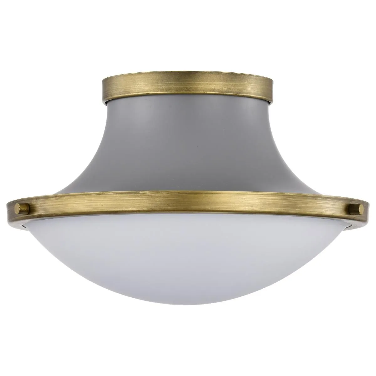 Lafayette 14 in. Flush Mount Light Matte Gray and Natural Brass Finish