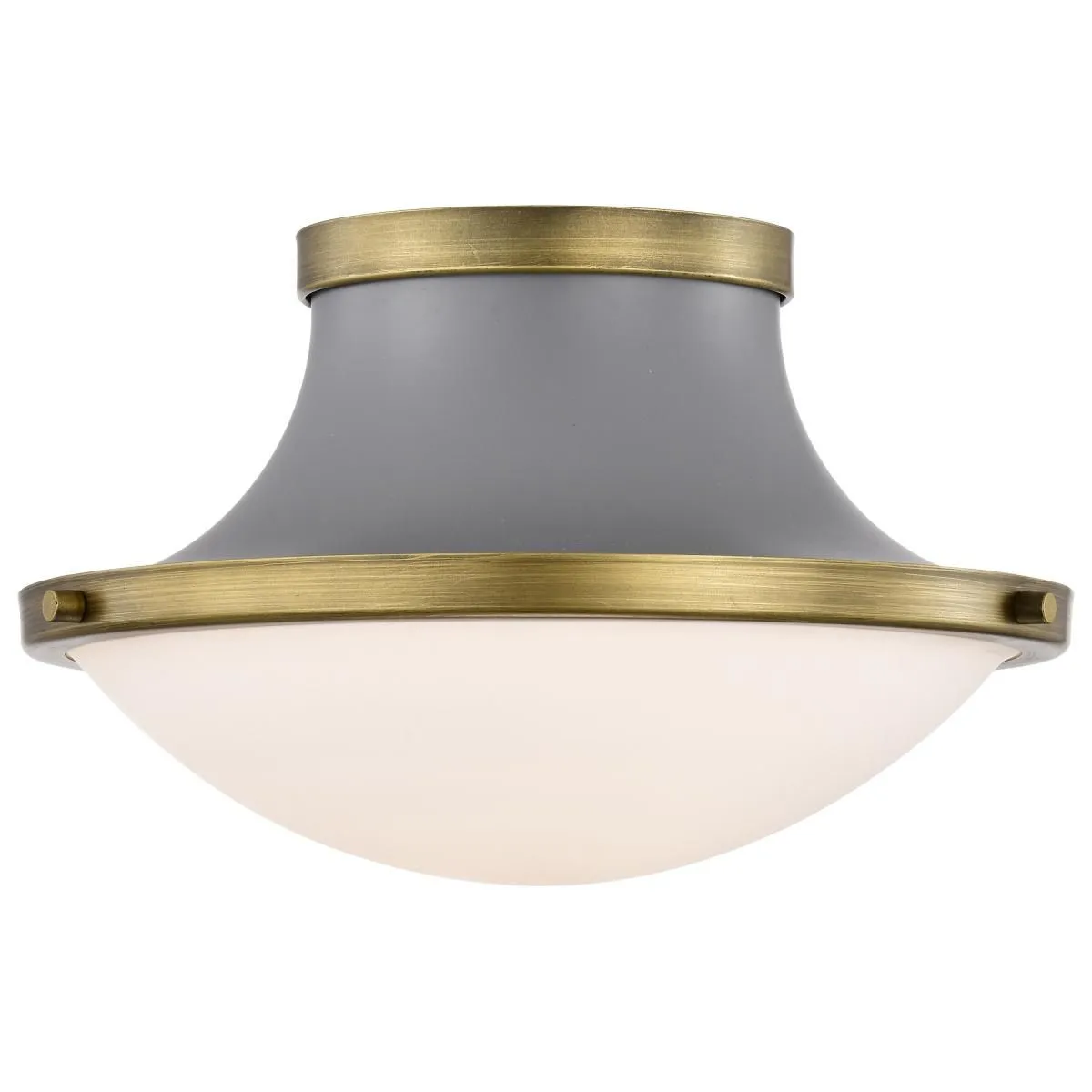 Lafayette 14 in. Flush Mount Light Matte Gray and Natural Brass Finish