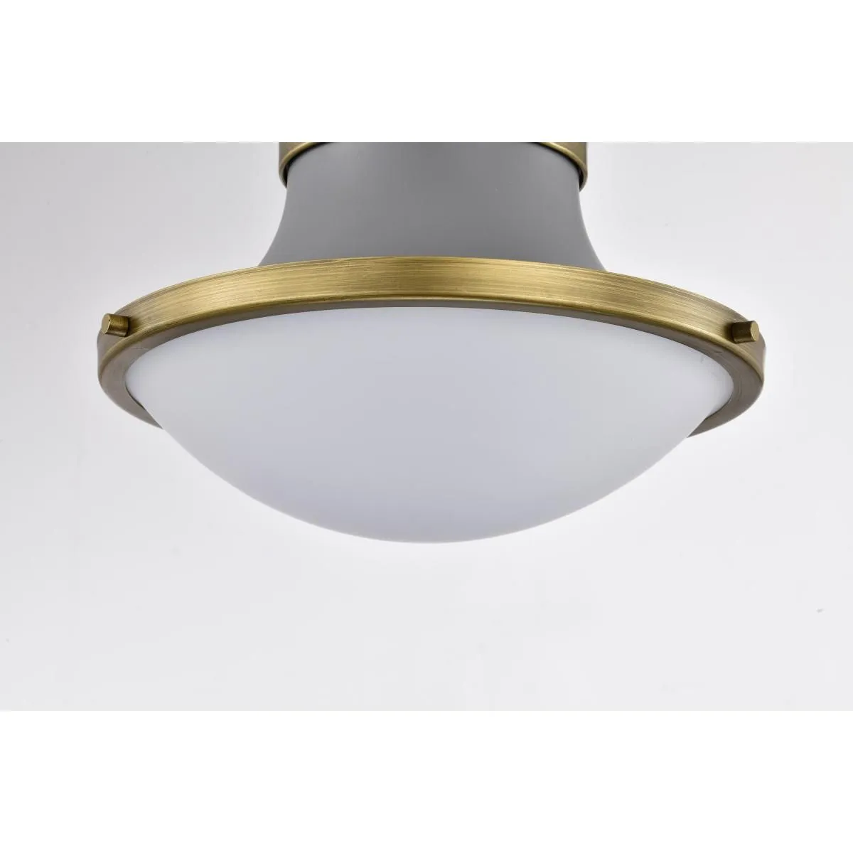 Lafayette 14 in. Flush Mount Light Matte Gray and Natural Brass Finish