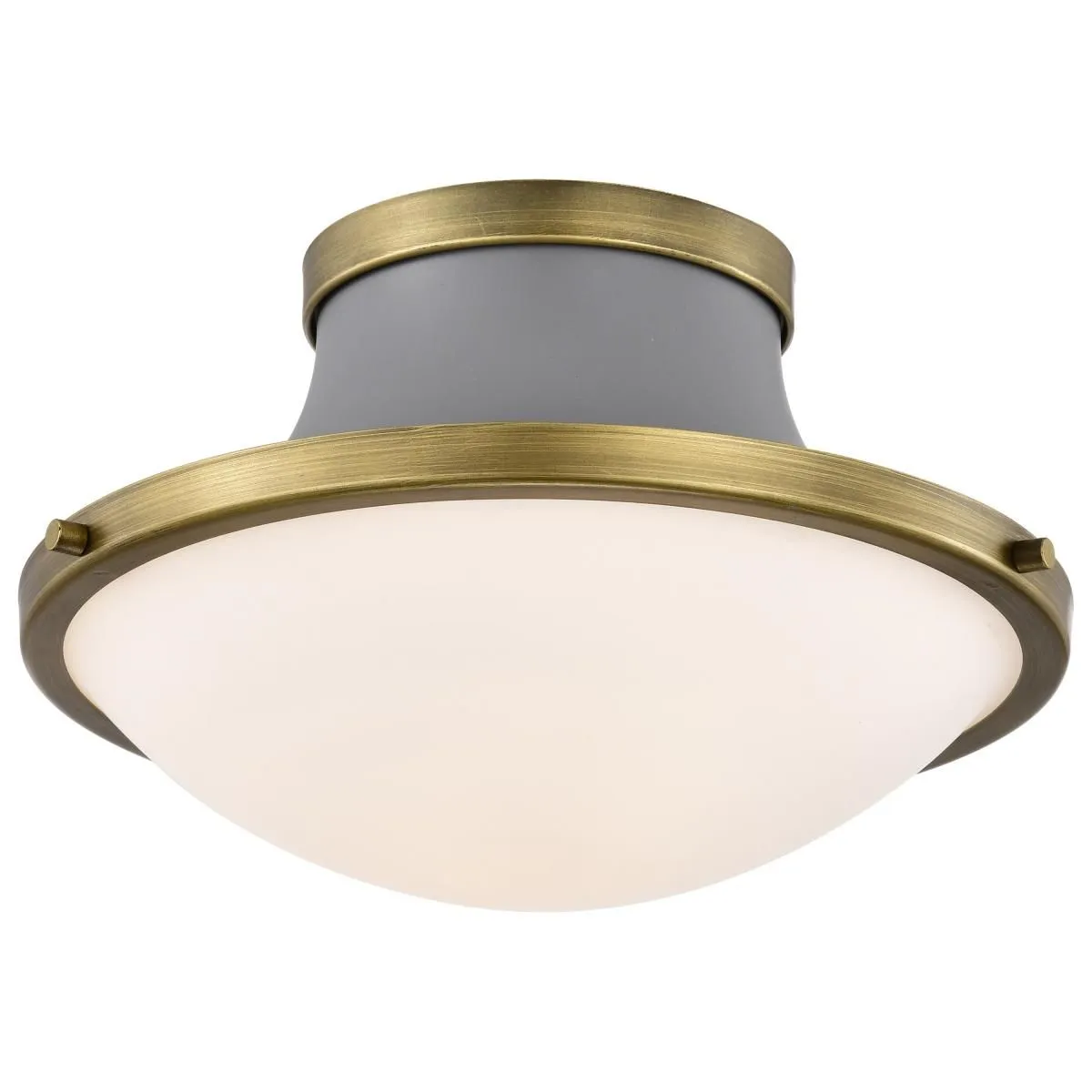 Lafayette 14 in. Flush Mount Light Matte Gray and Natural Brass Finish